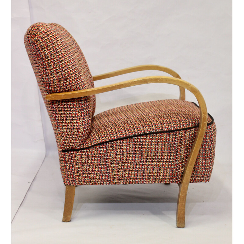 Vintage Art Deco bentwood armchair upholstered in Sonia Rykiel fabric 