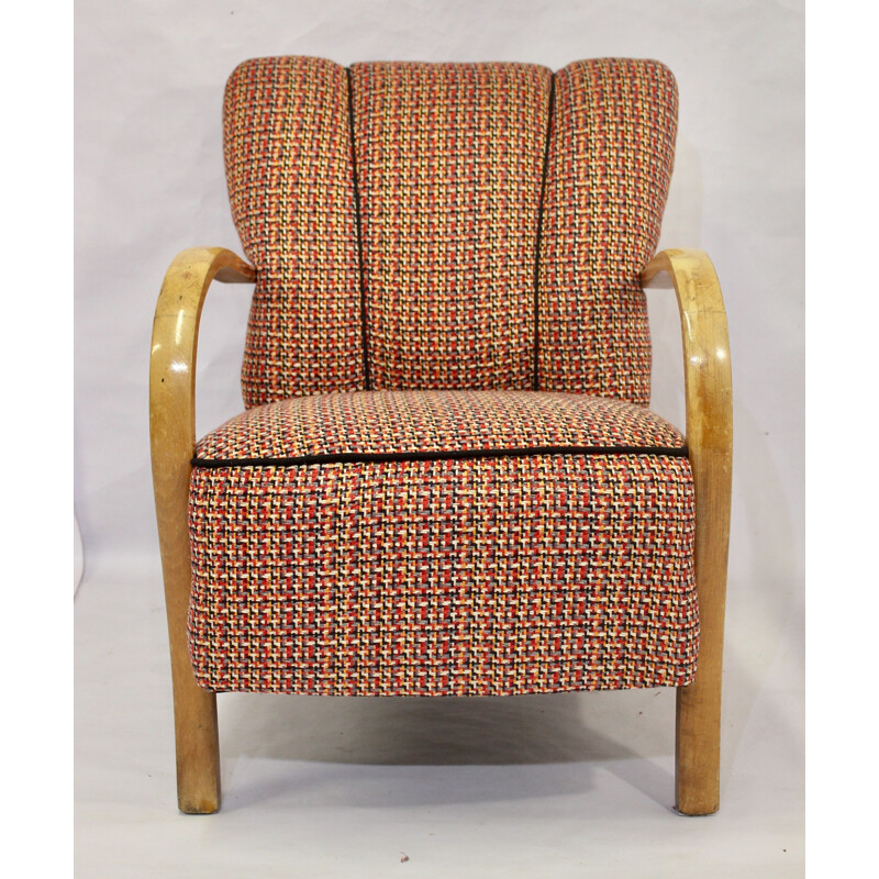 Vintage Art Deco bentwood armchair upholstered in Sonia Rykiel fabric 