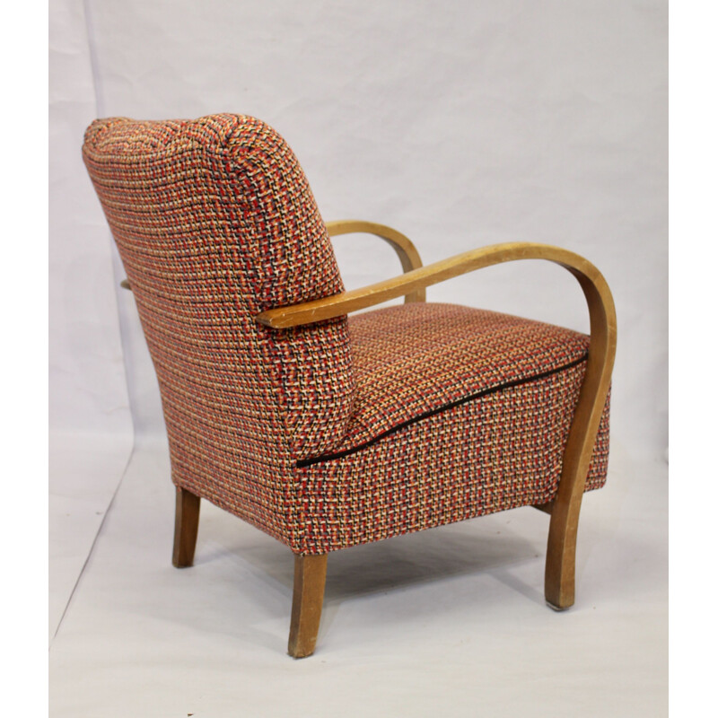 Vintage Art Deco bentwood armchair upholstered in Sonia Rykiel fabric 