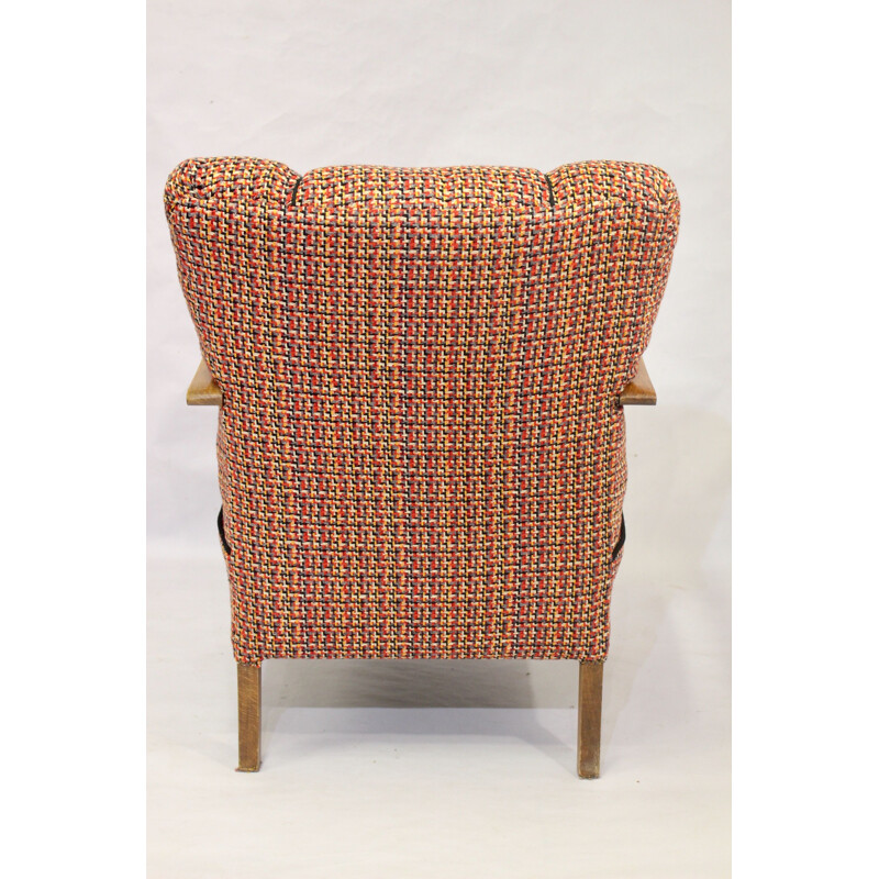 Vintage Art Deco bentwood armchair upholstered in Sonia Rykiel fabric 