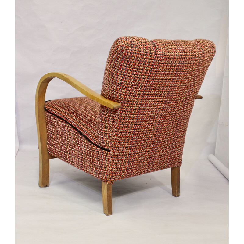 Vintage Art Deco bentwood armchair upholstered in Sonia Rykiel fabric 