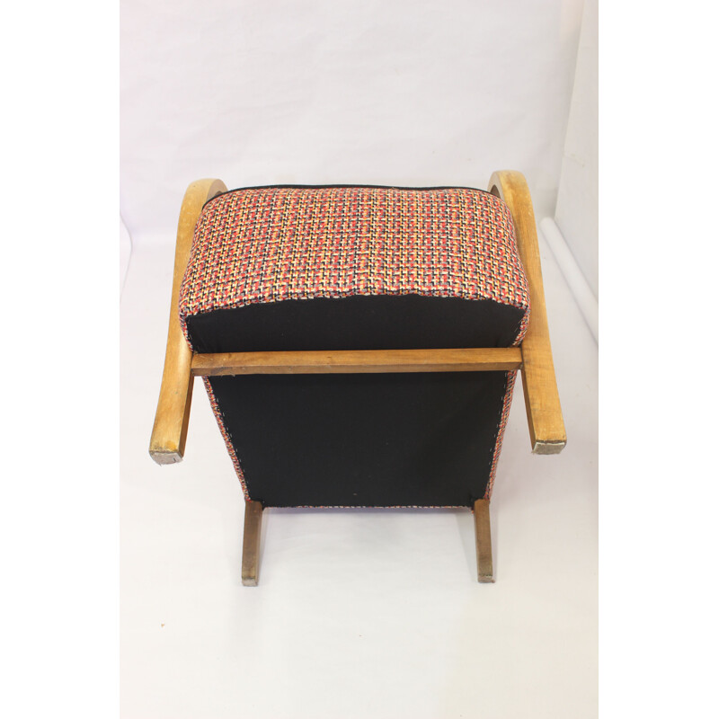 Vintage Art Deco bentwood armchair upholstered in Sonia Rykiel fabric 
