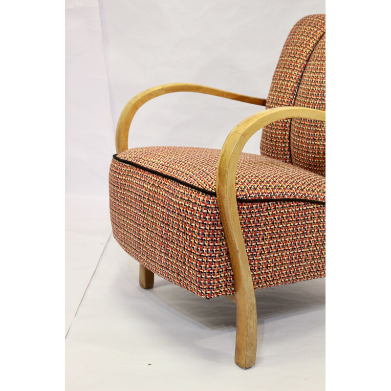 Vintage Art Deco bentwood armchair upholstered in Sonia Rykiel fabric 