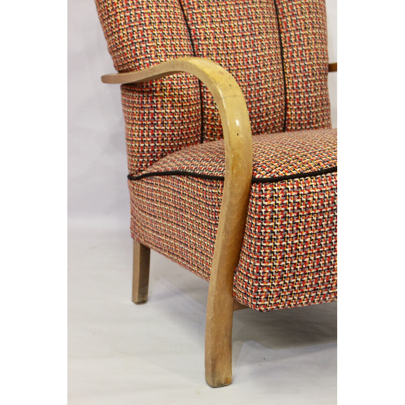 Vintage Art Deco bentwood armchair upholstered in Sonia Rykiel fabric 