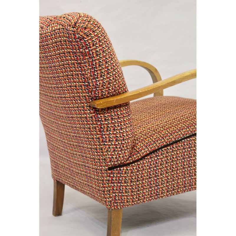 Vintage Art Deco bentwood armchair upholstered in Sonia Rykiel fabric 