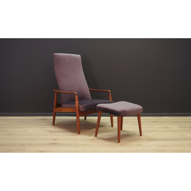 Vintage Danish armchair with stool by Soren Ladefoged for SL Mobler