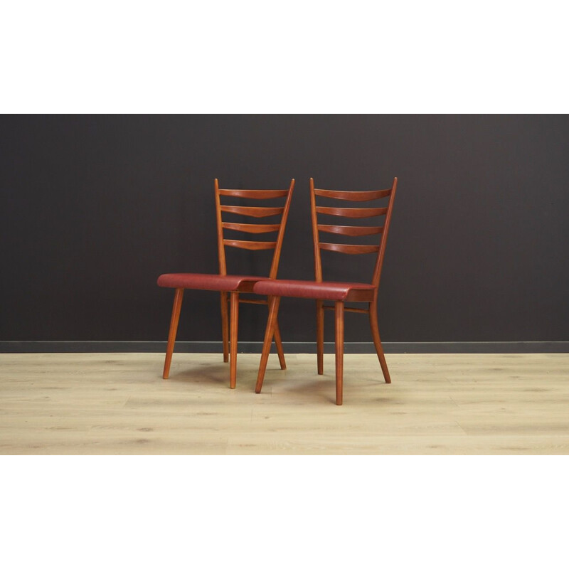 Pair of vintage Danish chairs in beechwood, 1960