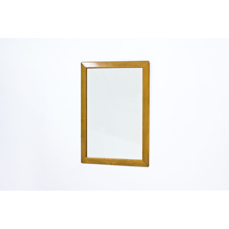 Vintage Swedish Oak Wall Mirror by Fröseke, 1950s