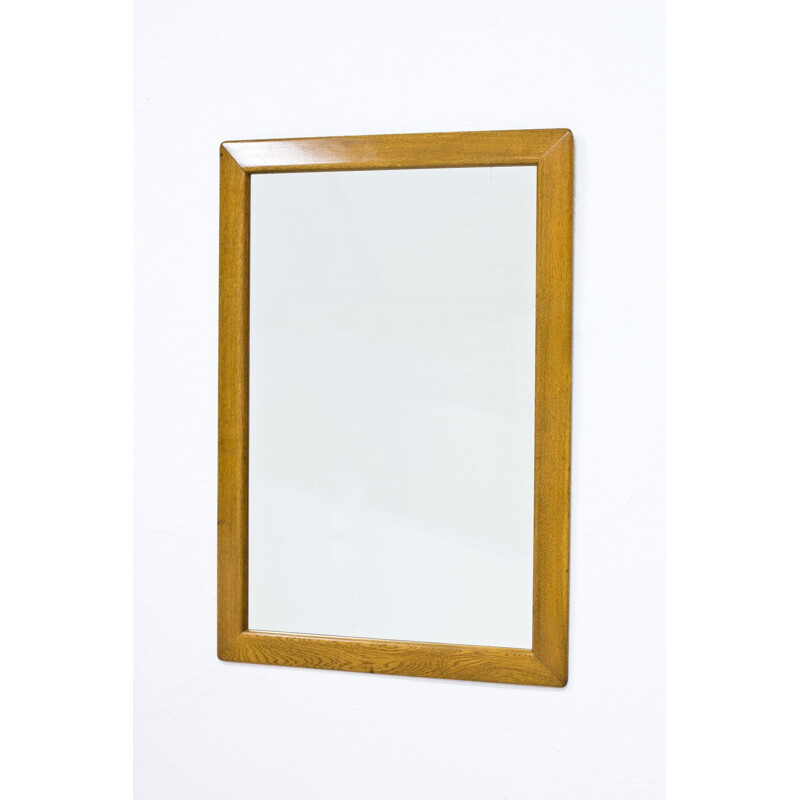 Vintage Swedish Oak Wall Mirror by Fröseke, 1950s