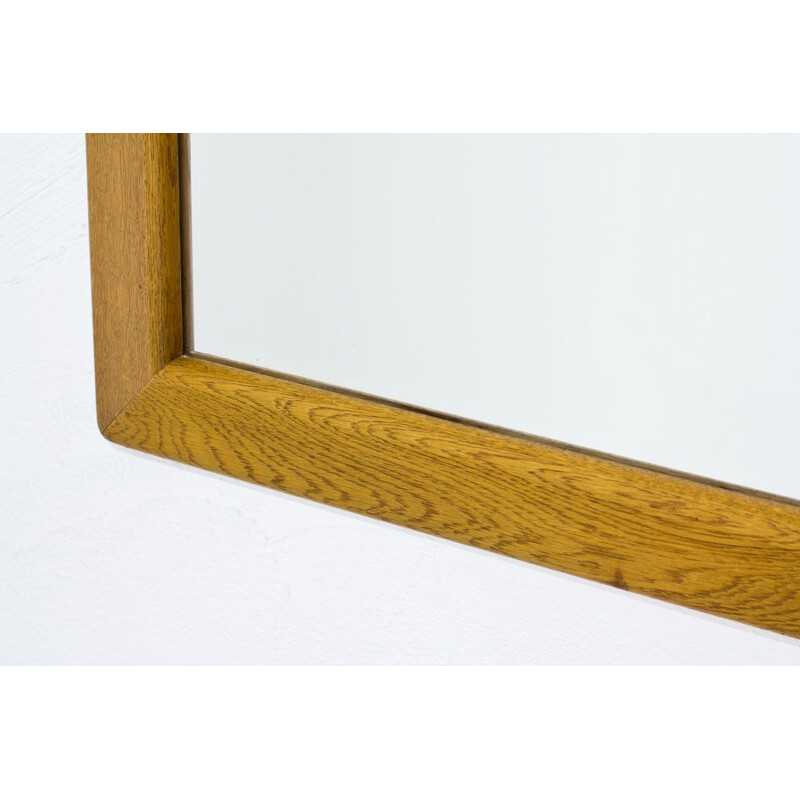 Vintage Swedish Oak Wall Mirror by Fröseke, 1950s