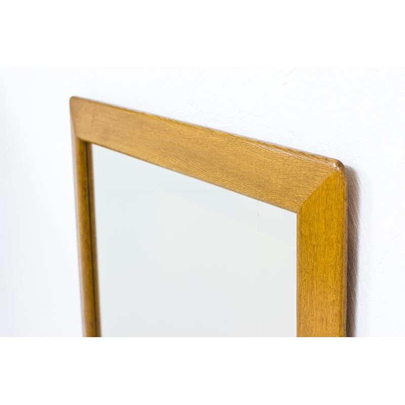 Vintage Swedish Oak Wall Mirror by Fröseke, 1950s