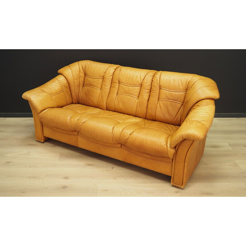 Vintage living room set in cognac color by Skalma, Denmark, 1980s