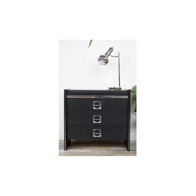 Vintage black and chrome bedside table