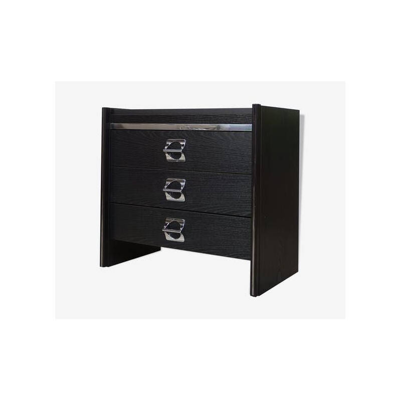 Vintage black and chrome bedside table