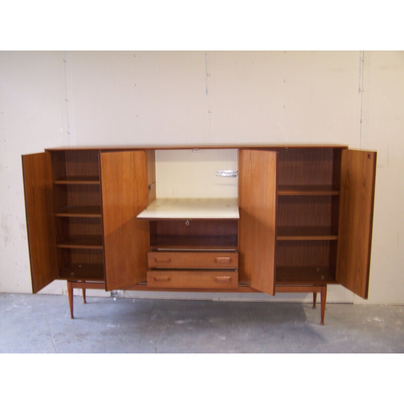 Vintage high teak sideboard designed by Arne Wahl Iversen, 1960 