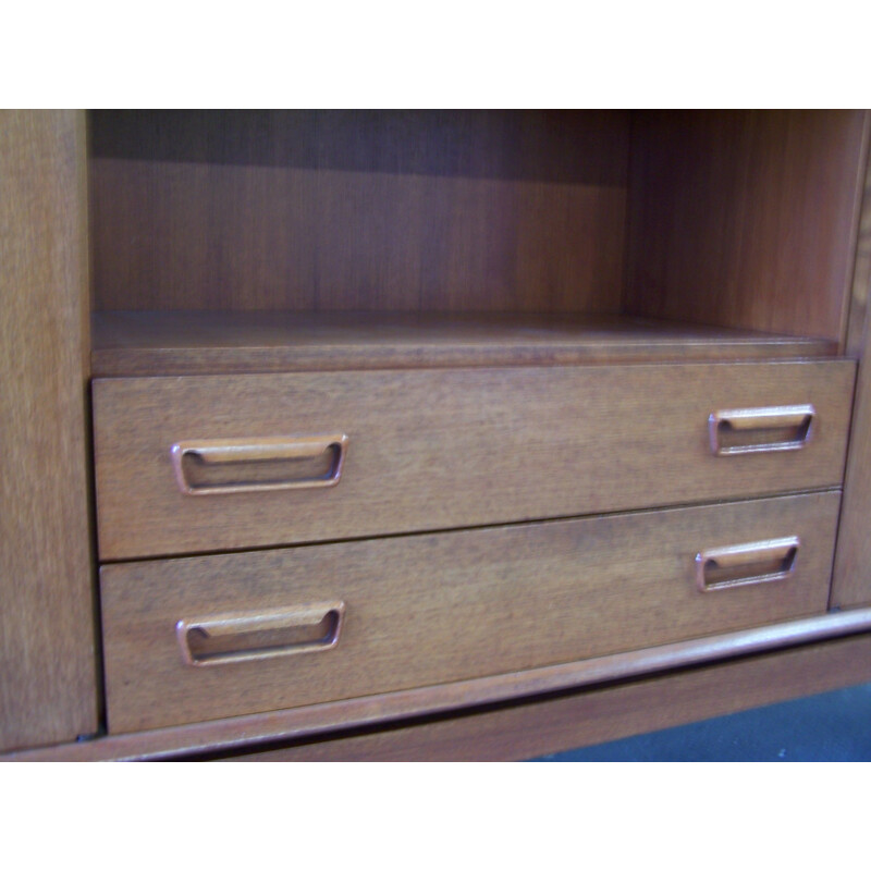 Vintage high teak sideboard designed by Arne Wahl Iversen, 1960 