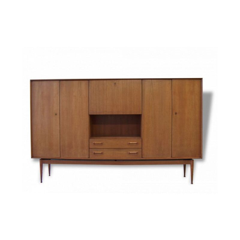 Vintage high teak sideboard designed by Arne Wahl Iversen, 1960 