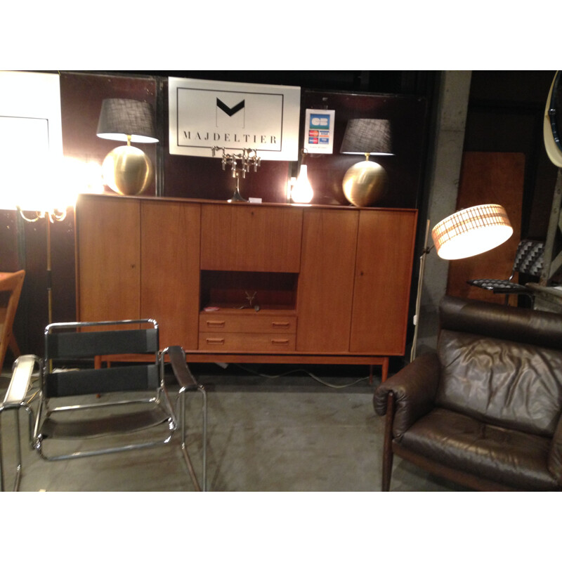 Vintage high teak sideboard designed by Arne Wahl Iversen, 1960 