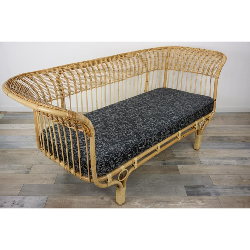 Vintage rattan sofa by Franco Albini