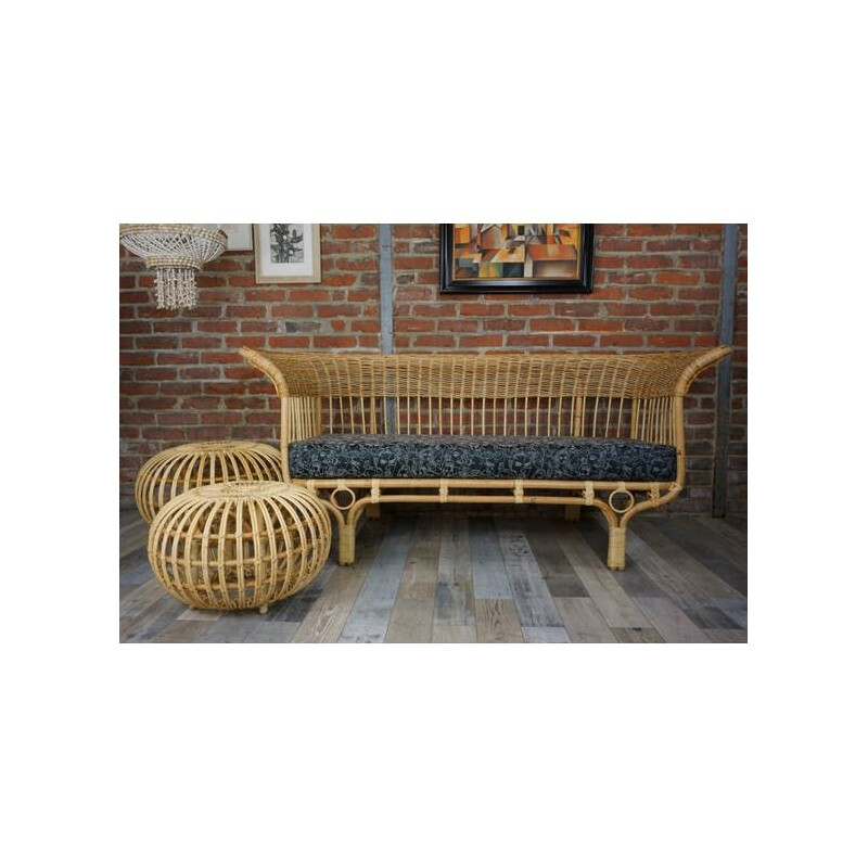 Vintage rattan sofa by Franco Albini