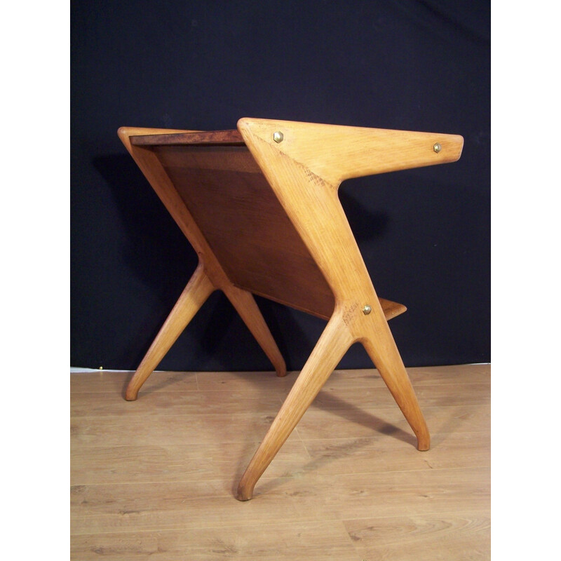 Vintage italian oak side table by Carlo Sala for Téléavia