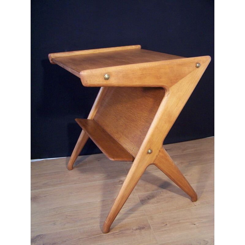 Vintage italian oak side table by Carlo Sala for Téléavia