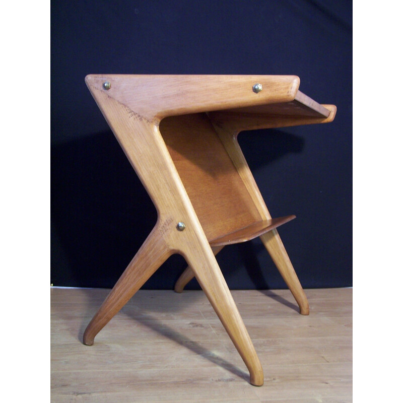 Vintage italian oak side table by Carlo Sala for Téléavia