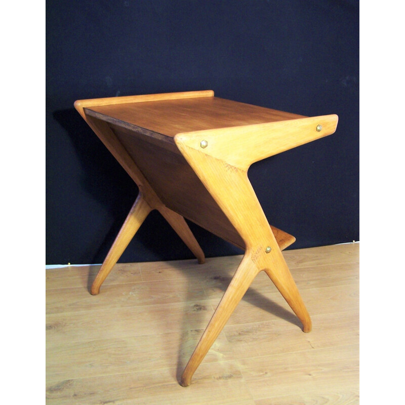 Vintage italian oak side table by Carlo Sala for Téléavia