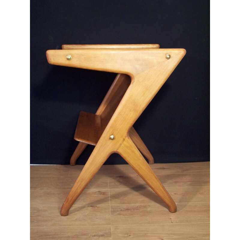 Vintage italian oak side table by Carlo Sala for Téléavia