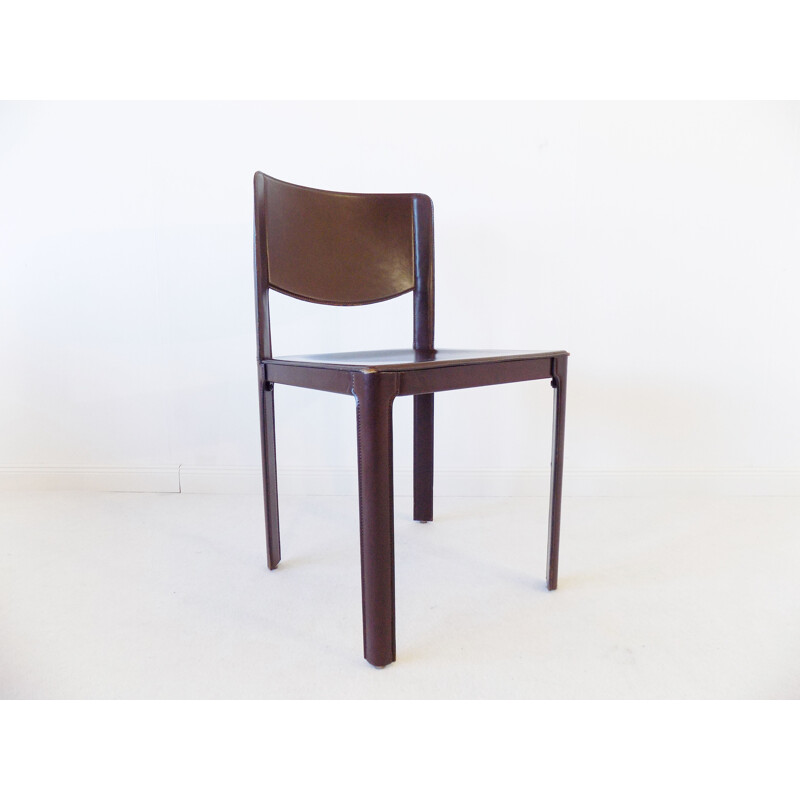 Set of 4 vintage leather dining chairs by Tito Agnoli