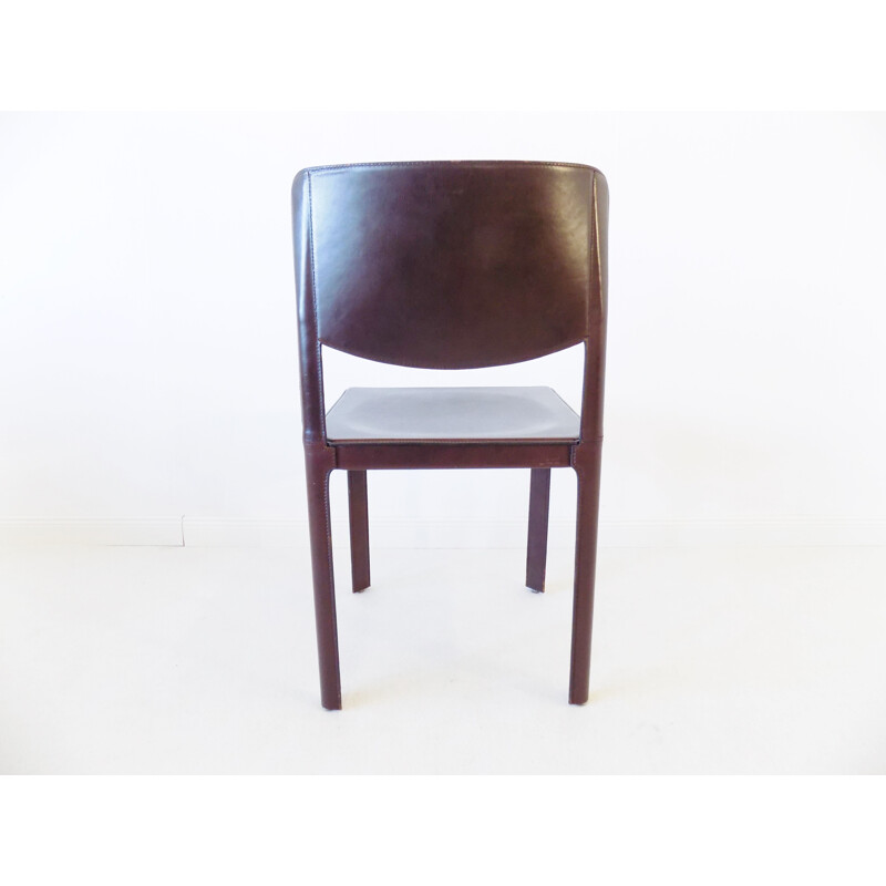 Set of 4 vintage leather dining chairs by Tito Agnoli