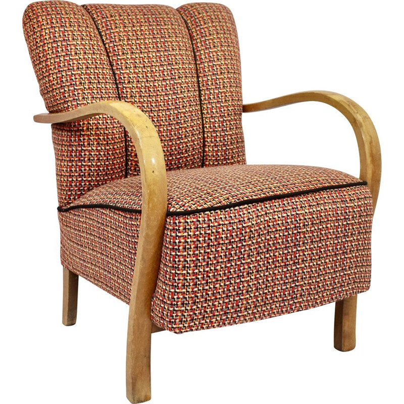 Vintage Art Deco bentwood armchair upholstered in Sonia Rykiel fabric 