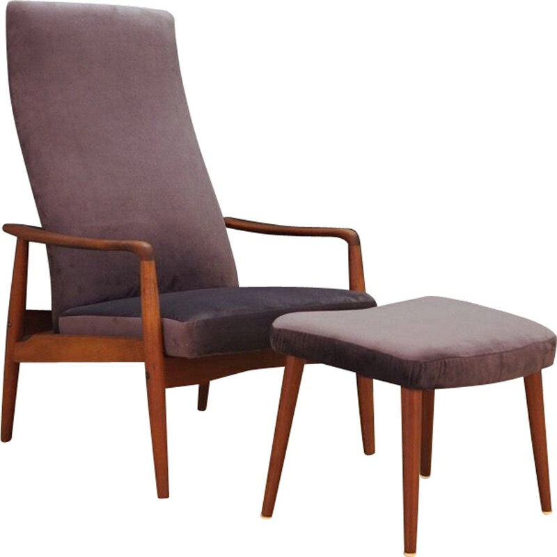Vintage Danish armchair with stool by Soren Ladefoged for SL Mobler