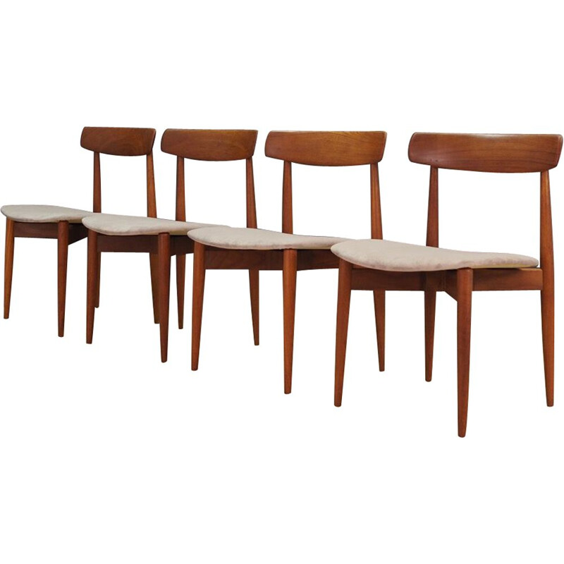 Set of 4 grey chairs in teak by Henry Walter Klein