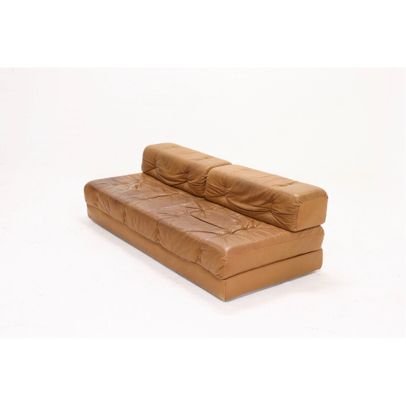 Vintage Wittmann Atrium Modular Seating Group Daybed in Cognac Leather 1970