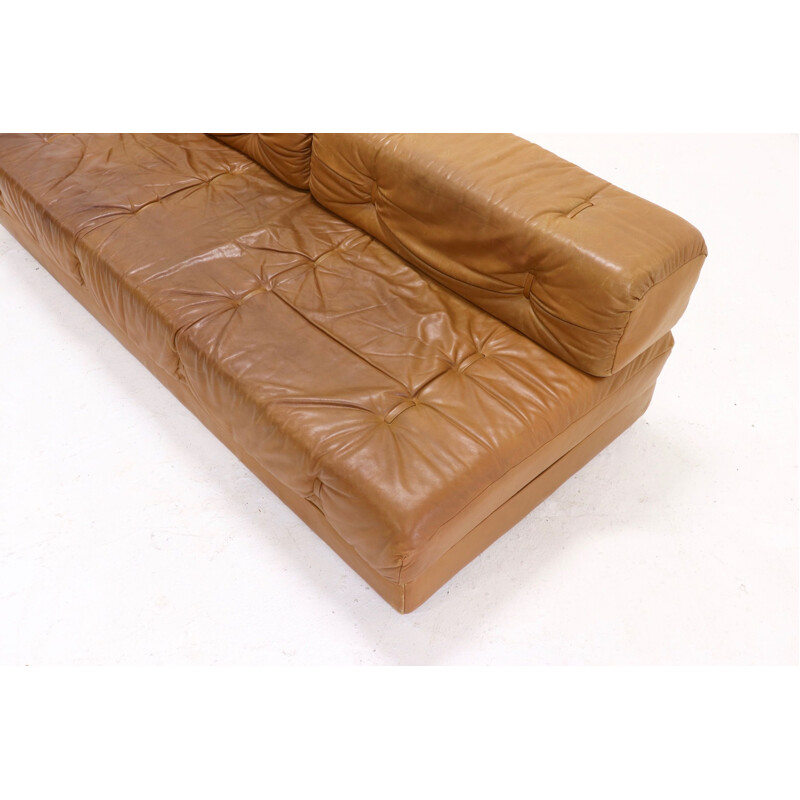 Vintage Wittmann Atrium Modular Seating Group Daybed in Cognac Leather 1970