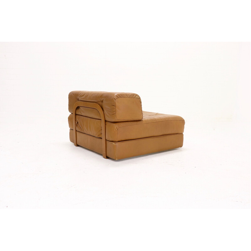 Vintage Wittmann Atrium Modular Seating Group Daybed in Cognac Leather 1970