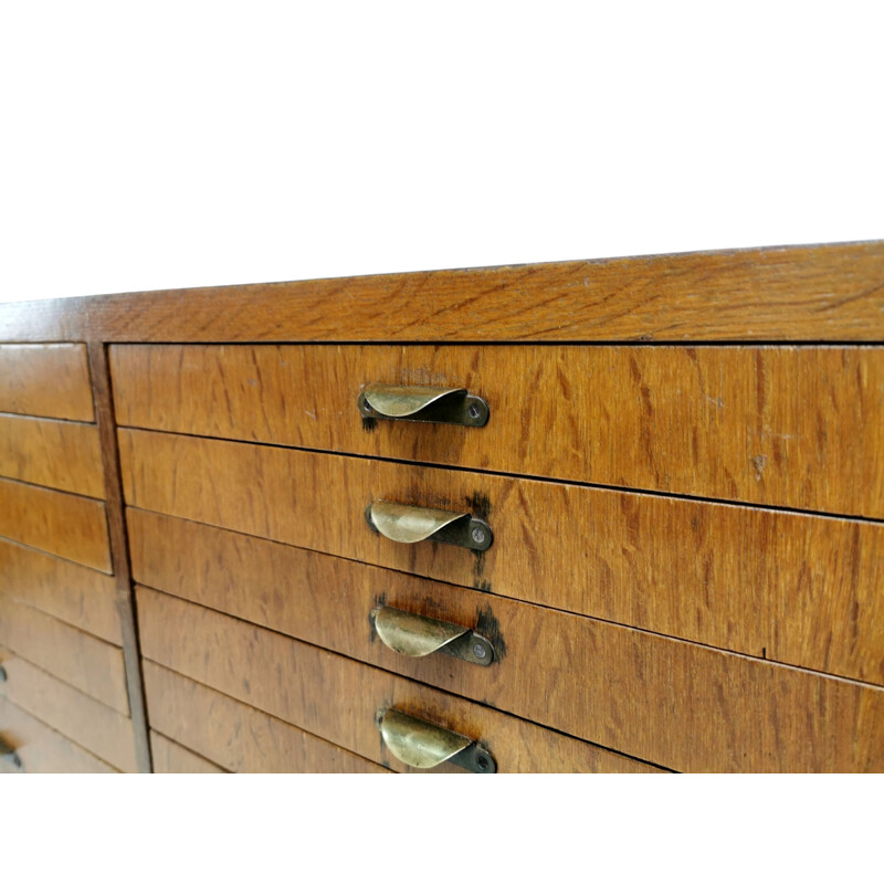 Vintage oak bank cabinet with drawers 1920