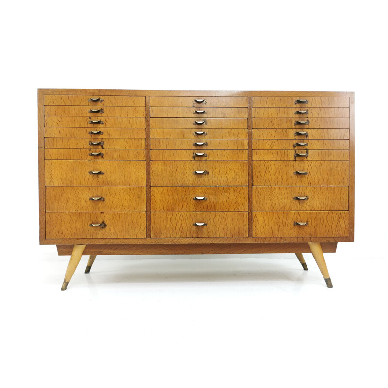 Vintage oak bank cabinet with drawers 1920