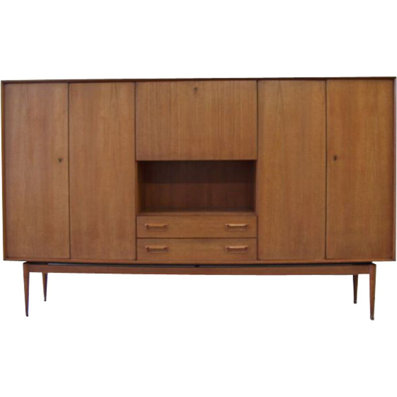 Vintage high teak sideboard designed by Arne Wahl Iversen, 1960 