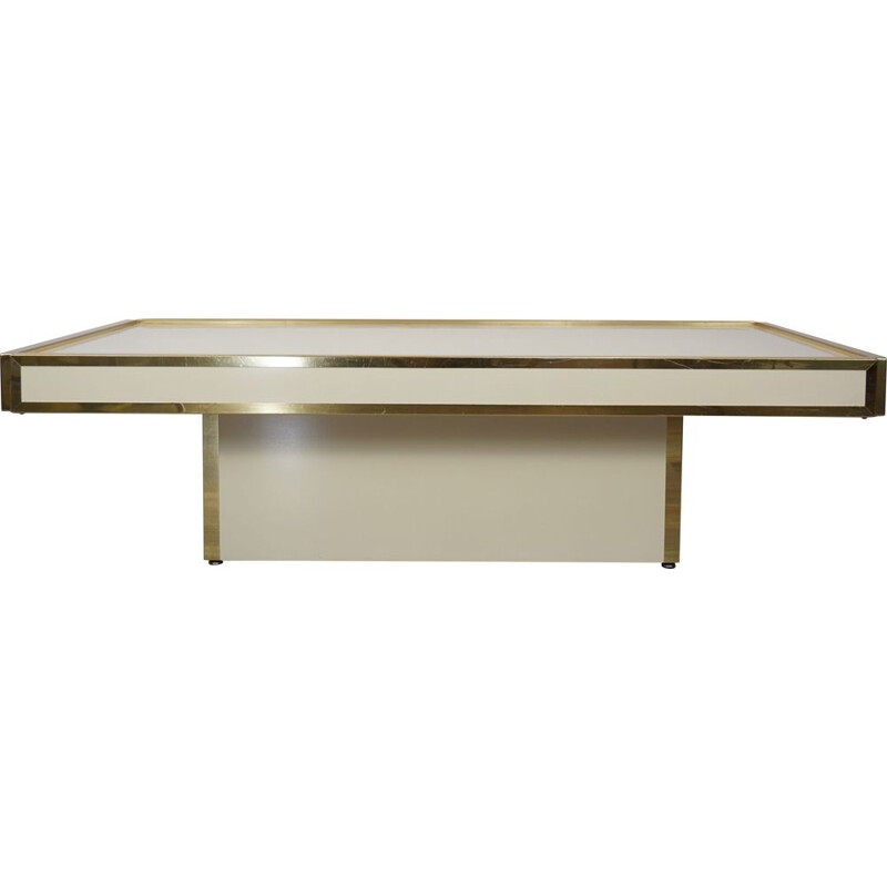 Vintage ivory and brass coffee table, Italian design, 1960-1970 