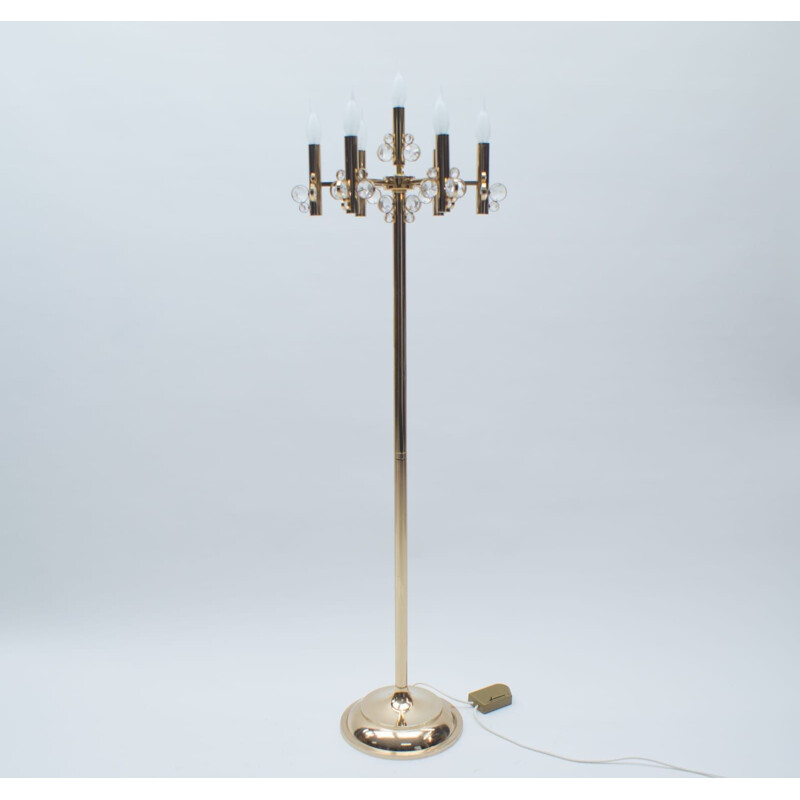 Vintage gold floor lamp by Palwa, 1970