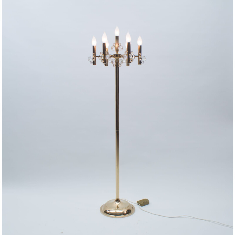 Vintage gold floor lamp by Palwa, 1970