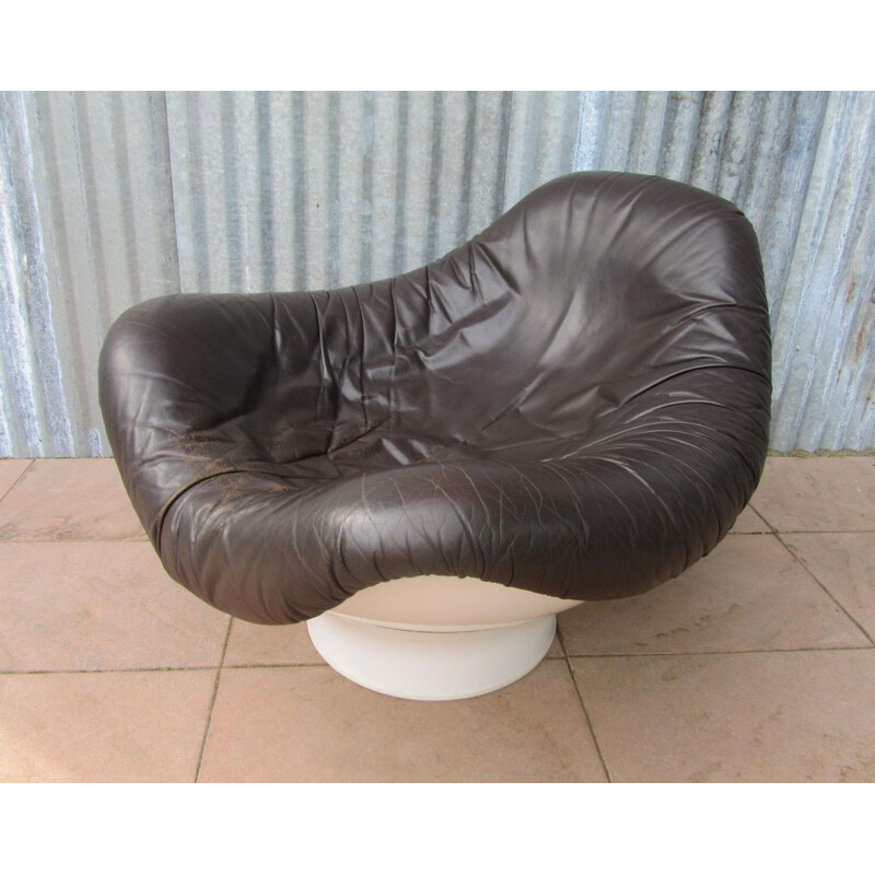 Fauteuil vintage "Rodica" en cuir et fibre de verre, Mario BRUNU - 1960