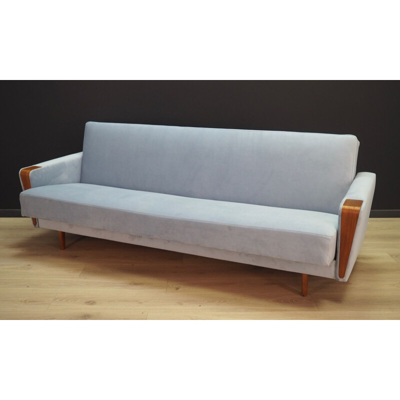 Vintage Danish sofa in light blue velvet