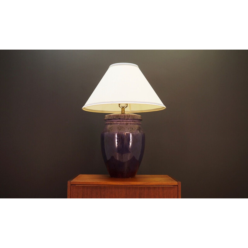Vintage purple table lamp in ceramic, 1960