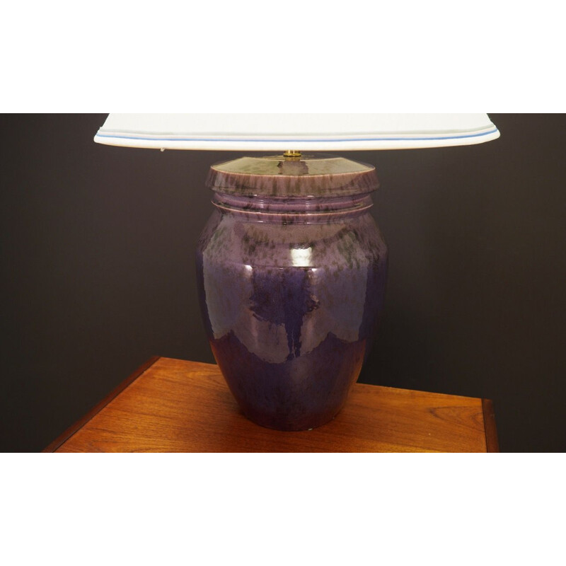 Vintage purple table lamp in ceramic, 1960