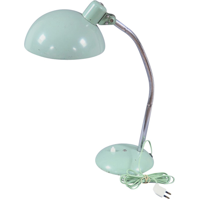 Industrial flexible lamp in water green metal - 1940s