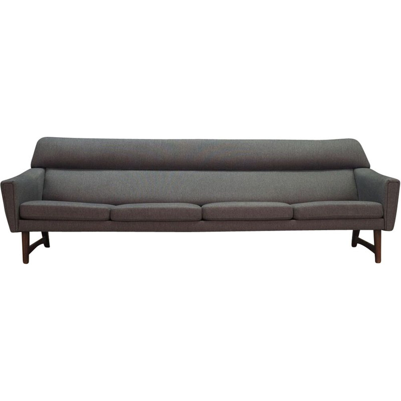 Vintage danish sofa in grey fabric and wood 1970