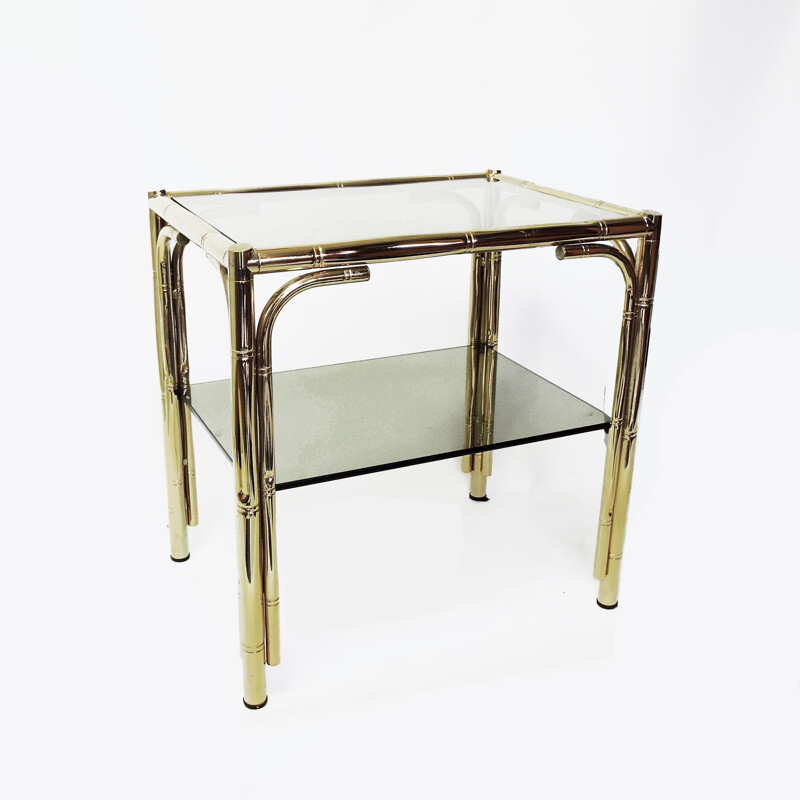 Vintage Faux Bamboo Brass Coffee table, 1970s